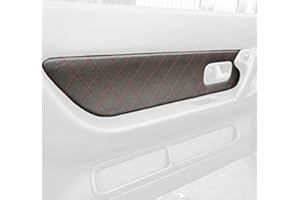 RedlineGoods Door Insert Covers - Front Compatible with Nissan Skyline R32 1989-93. Tailor Made - not Universal. Genuine top-Grade Italian Black Leather with Blue Thread
