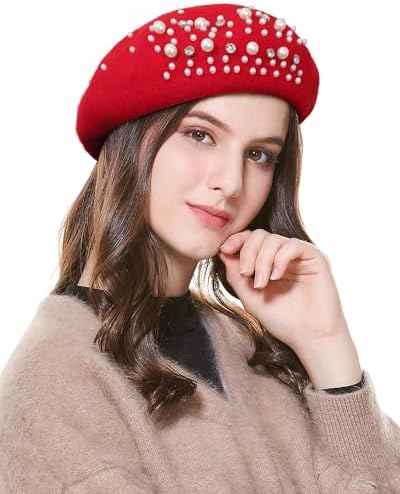 AFBORD French Beret Hats for Women, Rhinestone Decor  display picture 3