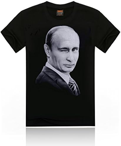 Uweill Men's Cool Cacual Russia Putin Printing O-Neck Short Sleeve T-Shirt Black