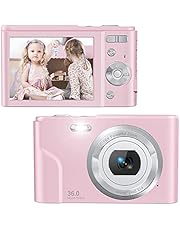 Zostuic Digital Camera 36 Mega Pixels Small Camera 1080P Vlogging Camera Portable Camera with 16X Digital Zoom, 2 Batteries Kids Camera for Students, Teens(Pink)