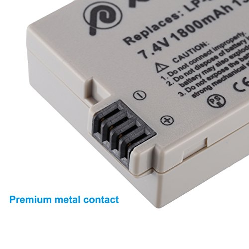 Powerextra 2 Pack 7.4V 1800mAh Liion Replacement Canon LPE8 Battery