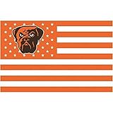 Cleveland Browns Stars and Stripes NFL Flag Banner - 3X5 FT - White Mascot USA Flag