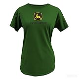 John Deere Womens JD Glitter Logo Tee -(Large, Green)