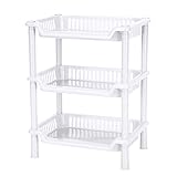 Storage Shelves,Crystalbabey Plastic Storage Shelves 3 Layers Floor Stand Rack Shelf Shower Organizer Kitchen Storage Bathroom Shelves for Home Household Kitchen (White)