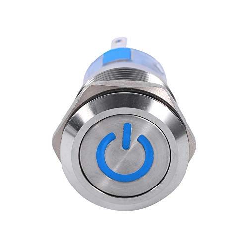19mm 12V Power Push Button Switch, Waterproof Metal Car LED Self
