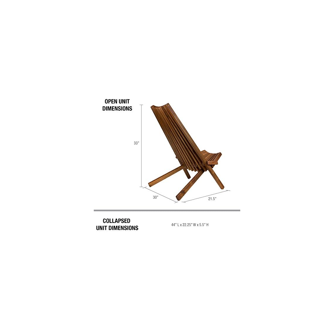 CleverMade Tamarack Folding Wooden Outdoor Chair Foldable Low Profile