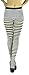 ToBeInStyle Women's Colorful Opaque Striped Tights Pantyhose Stocking Hosiery - Black/White - One Size