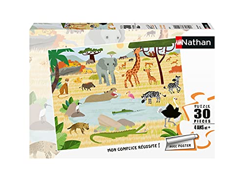 Nathan- Puzzle 30 pièces-Les animaux de la Savane Bambini, Colore, 4005556863839