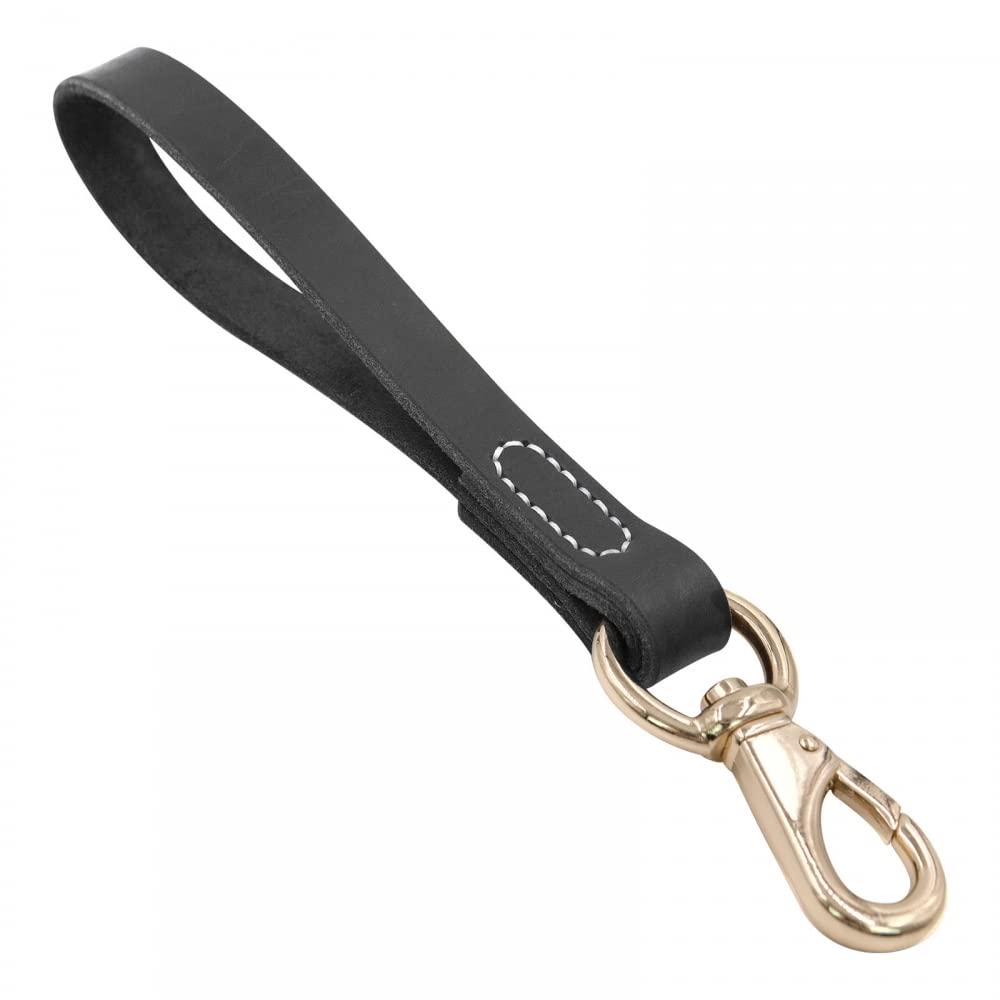 11.8" Short Dog Leash, Leather Pet Traffic Lead Leash Padded Handle for Medium Large Dogs Training Walking — image 1