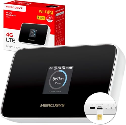 MT115 Router WiFi portátil para Viajes con Tarjeta SIM sin Contrato, 4G LTE 150 Mbps, Wi-Fi 6 AX300, hasta 10 Dispositivos, batería de 2400 mAh, hasta 10 Horas de autonomía