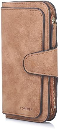 Women Short Wallet Leather Small Minimalism Zipper Card Holder Purse (Long Brown)