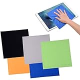 Extra Large Microfiber Cleaning Cloths - 5 Pack - 8 x 8 inch (Black, Grey, Green, Blue, Yellow)