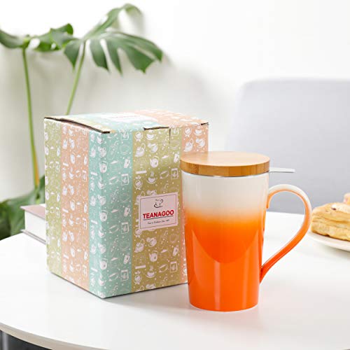 TEANAGOO M066-N Ceramic Tea-Mug with Infuser & Lid, 18 OZ, Plum Green, Travel Teaware with Filter, Tea Cup Steeper Maker, Brewing Strainer for Loose Leaf Tea, Diffuser One Set Tea Lover Gift