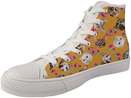MODEGA Fashion Canvas Shoes Bulldog Print High Top Shoes for Women Girls and Boys