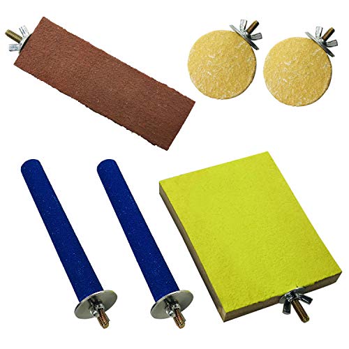 Seasonsky 6 PCS Bird Perch Stand Toy, Wood Parrot Perch Stand Playground Paw Grinding Clean Chew Toy for Pet Parrot, Hamster or Chinchilla