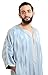 Moroccan Men One size Lounge wear Caftan Handmade Gandoura Cotton Blend Delicate Embroidery Grey