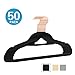 MOGI'S Premium Velvet Hangers - Pack of 50 - Black - Copper/Rose Gold Hooks - Non-Slip, with Bonus Accessory Bar- Great for Suits, Pants, Dresses (Black)