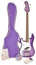 SX Ursa 3 7/8 CPP Purple Left Handed Bass Guitar w/ Carry Bag for Younger Player
