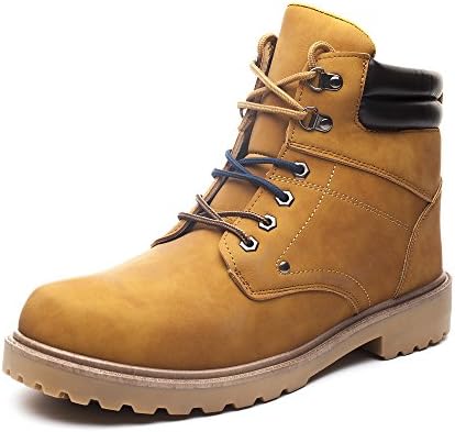 DRKA Men's Water Resistant Work Boots Comfortable Leather Plain Rubber Sole Industrial Construction Shoes