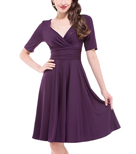 V Neck Vintage 60s Cocktail Dress Short Sleeve Purple Size | Desertcart  Brunei
