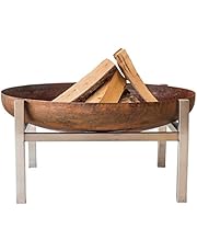 Modern Outdoor Patio Rust & Stainless Steel Fire Pit PARNIDIS (Large)