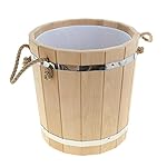 Wooden Water Bucket with Plastic Liner, Russian banya / Sauna Accessories (13 Liter)