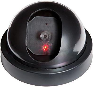 Fake Motion Detector Security Dome Camera with Flashing Red LED Light, Outdoor Dummy Wireless Camera for Homes and Businesses By Everyday Home- Black