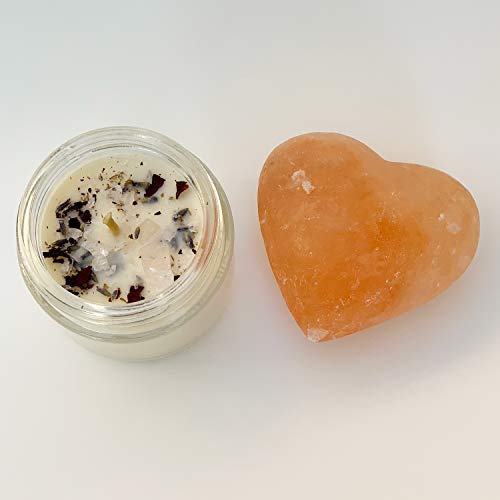 Loving Light Ritual KIT - Pure Himalayan Salt Heart, White Sage Wand, Sage Wand with Rose Petals, Palo Santo Stick, Love Candle Healing Incense, Love Attraction Ritual, Spiritual Love Cleansing