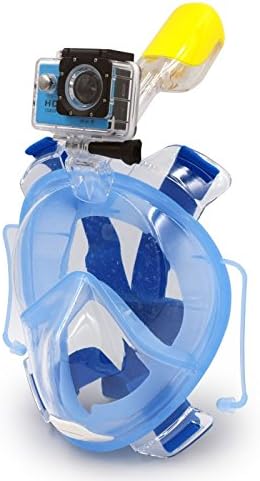 180° Full View GoPro Compatible Snorkel Mask Easy Free Breath Diving Full Face Swimming Goggles (Blue, L/XL)
