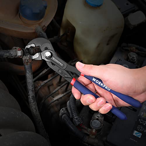 WORKPRO 10-Inch Groove Joint Pliers, Fast Adjust Tongue and Groove Pliers, V-Jaw Water Pump Pliers with Comfort Grip