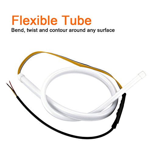 2Pcs 24 Inches Dual Color White/Sequence Amber LED Strip Tube, YANF Car Flexible Daytime Running Lights DRL Switchback Headlight Decorative Lamp and Flowing Turn Signal Light - Thumbnail 5