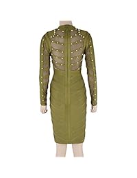 hlbandage manga larga malla Abalorios rodilla longitud Rayón vendaje vestido