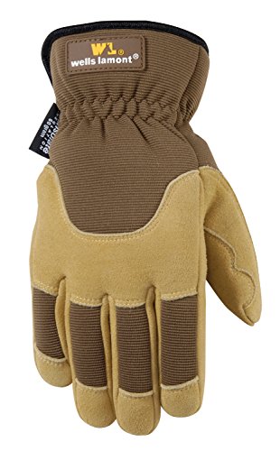 Men's Deerskin Winter Work Gloves, Very Warm 100-gram Thinsulate, Ultra Comfort, Large (Wells Lamont 1092L)