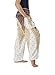 Lannaclothesdesign Women's Peacock Pants Drawstring Tassel Thai Boho Pants Regular White