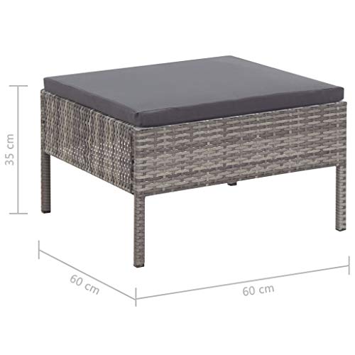 Tidyard 3-TLG. Poly Rattan Lounge Set, Modulare Gartenlounge 3 Sitzer Sofa, Sofa-Mittelstück Fußstütze Kissen Grau – Bild 6