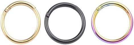 TLB 3-5Pcs 16G Hinged Seamless Nose Ring Nose Hoop Septum Ear Hoop Clicker Ring Earring Piercing 8mm