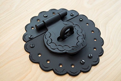 Hasp 5.5" For Trunks or Chests Rustic Hammered Iron Black Finish Hand Crafted Borderland Rustic Hardware