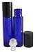 Basic Essential Bottles 12-Piece 10ml Cobalt Blue Glass Roll-on Bottles with 12 Stainless Steel Roller Balls, 12 Black Plastic Caps and 3 3ml Plastic Droppers Set