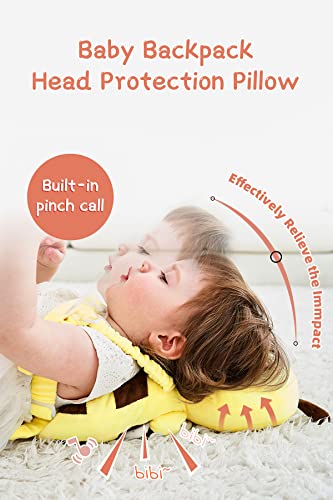 Baby Head Protector Cushion Toddler Head Protection Pillow Baby Backpack with Knee Pads&Anti-Slip Socks (Yellow Bee)