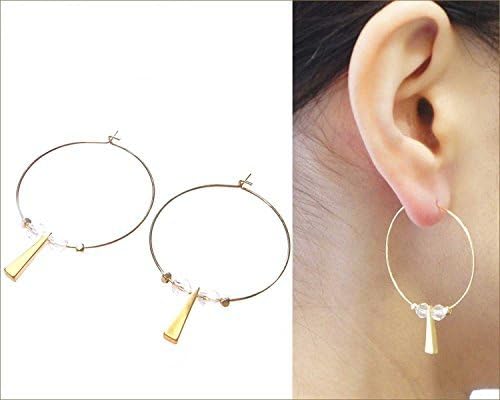 Amazon レディース ピアス 両耳 フープ ゴールドトライアングルプレートピアス 三角 プレート ビジュー 人気 安い ピアス 通販