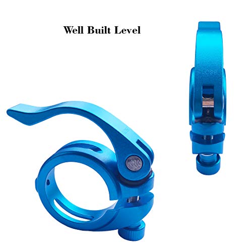 DEERU Aluminum Quick-Release Seat Post Clamp 40mm Bike Seat Clamp Fold Bike Seatpost Clamp, Blue - Thumbnail 3