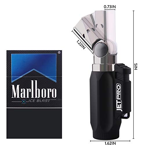 JETPRO Torch Lighter Super Strong Quadruple Flames Nozzle Rotatable Refillable Butane Lighter Jumbo Size 5IN Windproof Giftbox