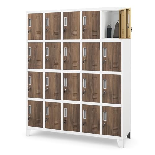 Jan Nowak taquilla Metalica 20 casilleros Armario Vestuario empleados Consignas con Cerradura Puertas ventiladas Etiqueta Acero Objetos personales 172 x 136 x 45 cm