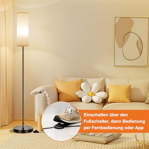 FRIDEKO HOME Floor Lamp Living Room Modern RGB Dimmable Smart Floor Lamp with Remote Control Music Mode Black Base for Office Bedroom