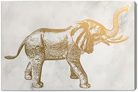 Wynwood Studio Elephant Gold Foil Graphic Art on Canvas Wall, 24x16, Gold Silver