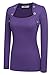 Zeagoo Women Long Sleeve Button Decor Slim Casual Basic T-Shirt Blouse Purple