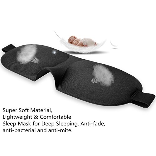 3D Sleep Mask for sleeping, Contoured Shape Eye Mask (2 Pack) Sleeping Mask for Women, Men, Super Smooth Blindfold for Travel, Shift Work (Black & Black)