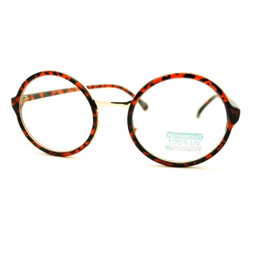 Dark Tortoise Round Clear Lens Glasses Classic Circle Frame Eyeglasses Unisex