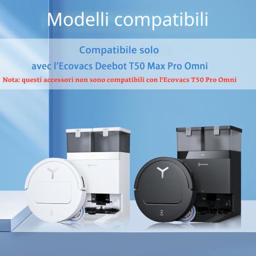 Lovobo T50 Max Accessories for Ecovacs Deebot T50 Max PRO Omni/T50 Max PRO Omni Gen2, Spare Parts: 2 Main Brushes, 6 Cleaning Cloths, 4 Filters, 6 Dust Bags, 6 Side Brushes