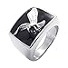 KONOV Men's Stainless Steel Hawk Eagle Ring, Black Silver